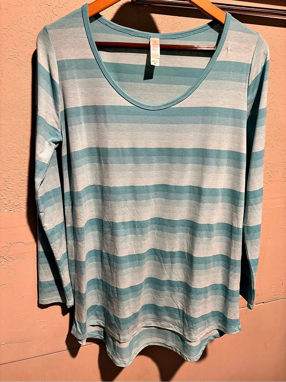 Lularoe Striped Long Sleeve Top in Blue & Pink Size Medium Like New